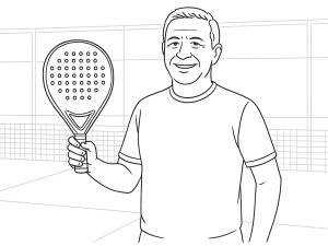 Black-and-white sketch of Dopadel Castor Pro padel racket with teardrop shape and textured surface