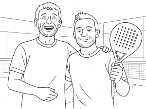 Black-and-white sketch of the Dopadel Pollux padel racket with round shape and textured surface.