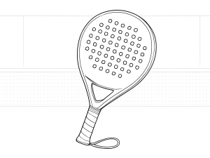 Aggressive padel player swinging Drop Shot Conqueror Attack 2024 racket for a powerful volley at net