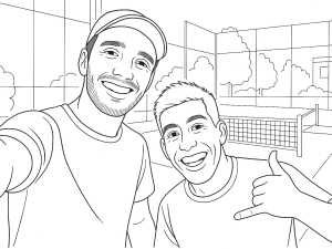 Galan and Chingotto shaking hands on court, symbolizing partnership and mutual respect in padel