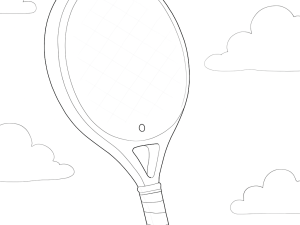 Schizzo in bianco e nero della racchetta da padel Head One Ultralight con foro singolo e superficie sabbiosa