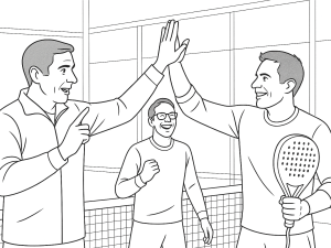 Padelpelaaja syventyneenä ajatuksiin kentällä, visualisoi menestystä ja hallitsee tunteita tiukassa ottelussa