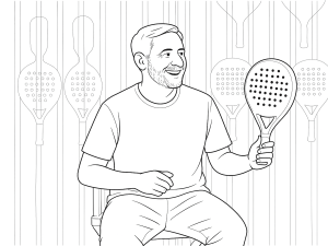 Lucio Mormile and Tolito Aguirre designing Hirostar Alien padel racket with sketches and notes