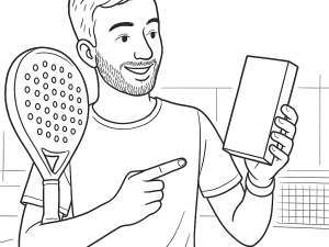 Padel player applying Lucid Grip sand to a Kuikma MS Pro racket with a foam brush