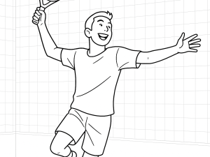 Marcos Córdoba executing a jumping víbora shot with focused expression during a tense padel tie-break.