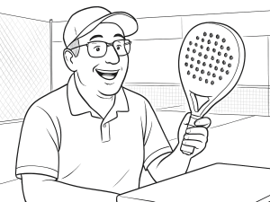 Black-and-white sketch of the Nox AT10 Genius 18K 2024 padel racket with teardrop shape and custom grip bands