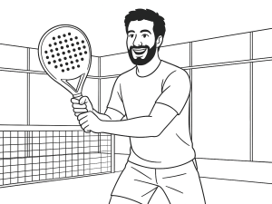 Black-and-white sketch of the Nox AT10 Genius 18K Alum 2024 padel racket with teardrop shape