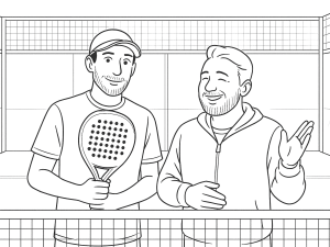 Black-and-white sketch of the Nox AT10 Pro Cup Hard padel racket with teardrop shape and octagonal grip