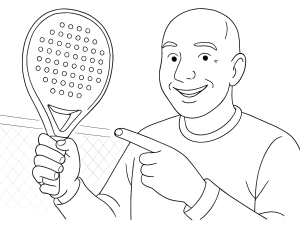 Oxdog Ultimate Pro 2024 padelracket met aanpasbare gewichten en vierkante grip, gedetailleerd geschetst