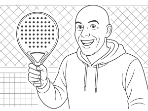 Black-and-white sketch of Oxdog Ultimate Pro Light 2025 padel racket with long handle and sanded face