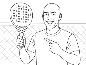 Puma Solar Blink control padel racket with round shape and textured face, sketched in black and white