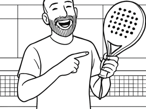 Sane Aggressor 6 Black padel racket with teardrop shape and three-branch bridge, sketched in detail