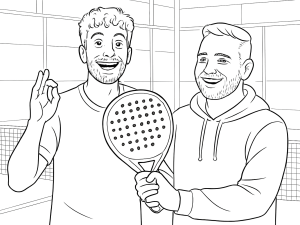 Zwart-witte schets van het Sane Aggressor Evolution Diamond Omega padelracket met een getextureerd oppervlak