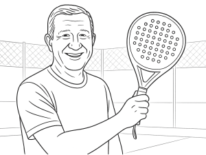 Black-and-white sketch of the StarVie Drax Pro Touch padel racket with teardrop shape and textured surface