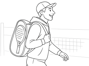 Raquette de padel, pistolet de massage, antivibrateurs, manchette et bandes spin rangés dans un sac de sport