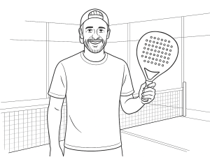 Bullpadel Ionic Power 2025 racket med diamantform og teksturert overflate, holdt av en angripende spiller