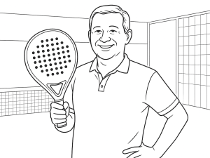 Sort-hvid skitse af Free Fish Shark 2024 padelketcher med diamantform og tekstureret overflade