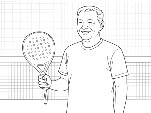 Sort-hvid skitse af Head Extreme Pro padelbat med bred form og tekstureret overflade.
