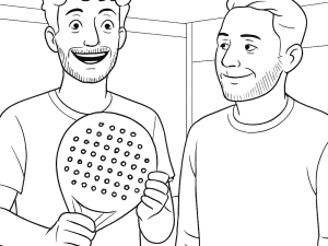 Diamantformat Kombat Etna padelracket med sträv yta och hög balans, skissad i svartvitt