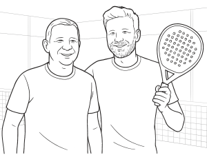 Simone Cremona met het Macron Poseidon II padelracket met traanvorm en dunne handgreep