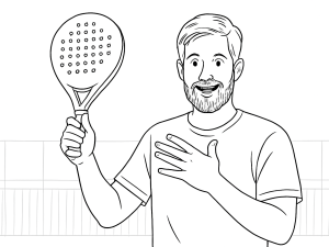Sort-hvid skitse af NOX LA10 Quantum 12K padelketcher med fokus på kulfiber-overflade og ottekantet bundknop