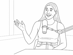 Vrouwelijke padelspeelster met racket, omringd door sponsorlogo's en prijzengeldsymbolen