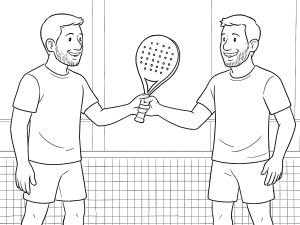 Padelspieler hält den Schläger fest umklammert, konzentriert und nachdenklich, steht unter Matchdruck auf dem Platz