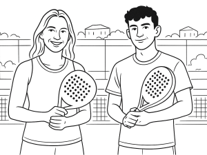 Schizzo in bianco e nero della racchetta da padel Puma Nova Pro WMN con design moderno e leggero