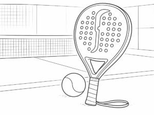 Schwarz-weiße Skizze des RS Sports Prime Team Damen Edition Padelschlägers mit Tropfenform und pinken Akzenten