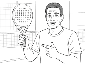 Sort-hvid skitse af Siux Pegasus Revolution 2023 padelbat med markant design og hævet logo