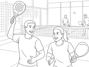 Jogadores de padel a praticar movimentação defensiva e lobs sob supervisão de treinador na NOX Future Academy