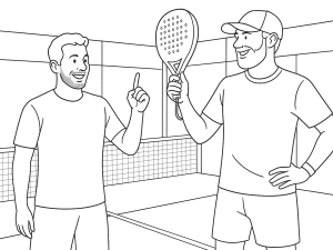 Aris Patiniotis tenant une raquette de padel, reflétant résilience et détermination sur le court