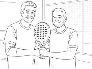 Svart-hvitt skisse av Bullpadel Flow padelracket med hybridform og teksturert overflate