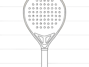 Raquette de padel avec fissures visibles sur le cadre, illustrant l'usure et la nécessité de remplacement