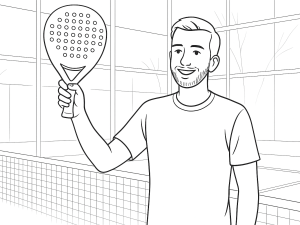Dessin noir et blanc de la raquette de padel Hirostar Alien 12K 2025 avec manche long et marquage discret