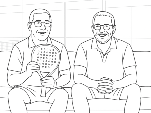 Sort-hvid skitse af Mack Starke IPRO Titanium 2024 padelketcher med diamantform og tekstureret overflade