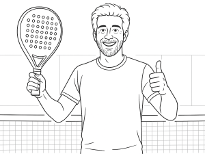 Sort-hvid skitse af Nox ML10 Pro Cup 2023 padelketsjer med rund form og Smartstrap-system