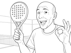 Dessin noir et blanc de plusieurs raquettes de padel haut de gamme de 2024 alignées côte à côte