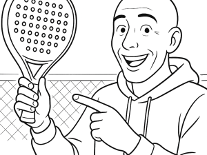 Zwart-witte schets van het Orven Vulcano V3 padelracket met getextureerd oppervlak en Spaanse designdetails