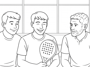 Schizzo in bianco e nero della racchetta da padel Oxdog Ultimate Pro che mostra la faccia liscia e il particolare schema di foratura
