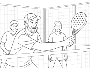 Padelspieler dehnt sich und trainiert mit Kettlebells, Fokus auf Mobilitäts- und Kraftübungen