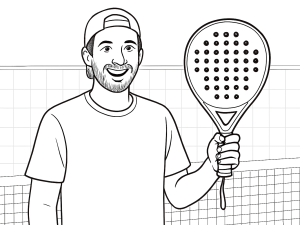 Raquete Siux Pegasus de formato híbrido com padrão de cubos em carbono visível e coração fechado em vermelho, estilo preto e branco