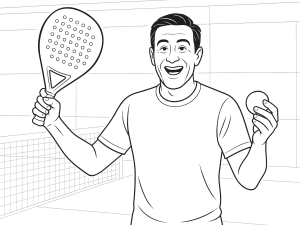 To padelspillere ved nettet, en forbereder et flatt volley mens den andre forsvarer bak.