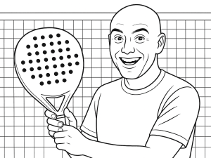 Svart-hvitt skisse av Xcalion H1 Max padelracket med monocoque karbonramme og hybridform