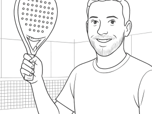Schwarz-weiße Skizze des Adidas Metalbone HRD+ 3.4 Padel-Schlägers mit langem Griff und strukturierter Schlagfläche