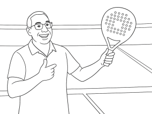 Σκίτσο σε μαύρο-άσπρο της ρακέτας padel Babolat Counter Veron που αναδεικνύει το μοναδικό σχέδιο οπών της.