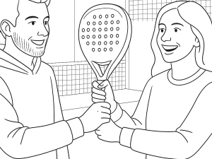 Mavri-kai-leuki skitsa tis raketas padel Babolat Technical Veron El Lobo me makry laxeio