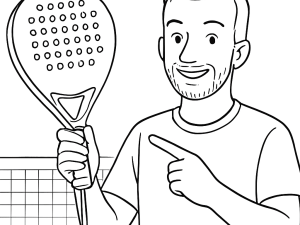 Raquete Bullpadel Vertex 02 Carbon em formato diamante com face texturizada e cordão de pulso, mostrada em ação