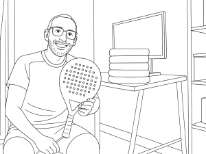 Ręcznie rysowana rakieta padel Cork Premium Hybrid z szorstką powierzchnią korkową i unikalnym wzorem otworów