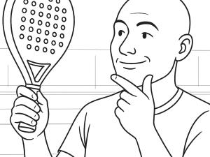 Sort-hvid skitse af Drop Shot Axion Control 2024 padel ketcher med rund form og ergonomisk greb